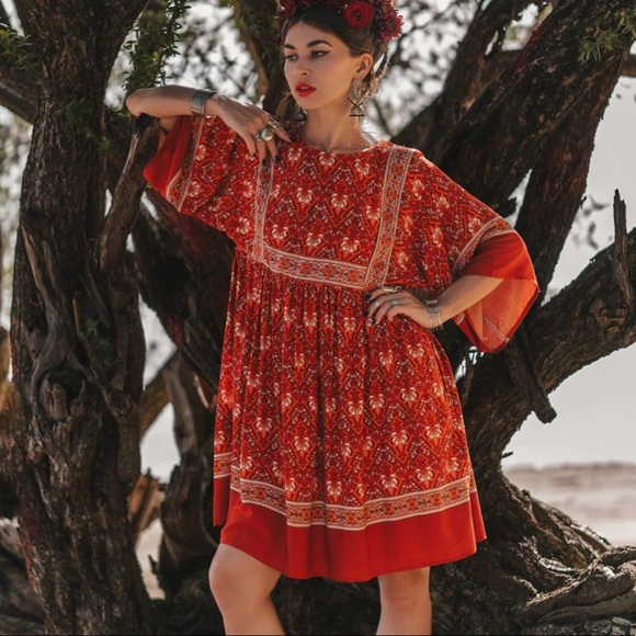 Boho Floral Print Tunic Mini Dress - Picture 12 of 12